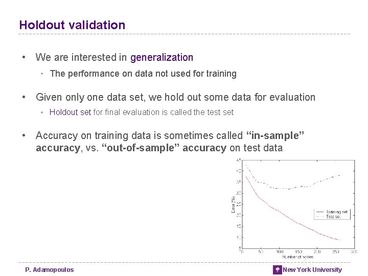 Holdout validation • We are interested in generalization • The performance on data not Holdout validation • We are interested in generalization • The performance on data not