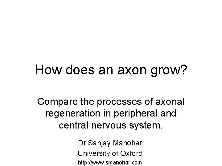 How does an axon grow? Compare the processes of axonal regeneration in peripheral and