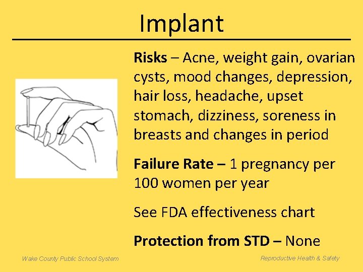 Implant Risks – Acne, weight gain, ovarian cysts, mood changes, depression, hair loss, headache,