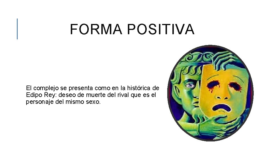 FORMA POSITIVA El complejo se presenta como en la histórica de Edipo Rey: deseo