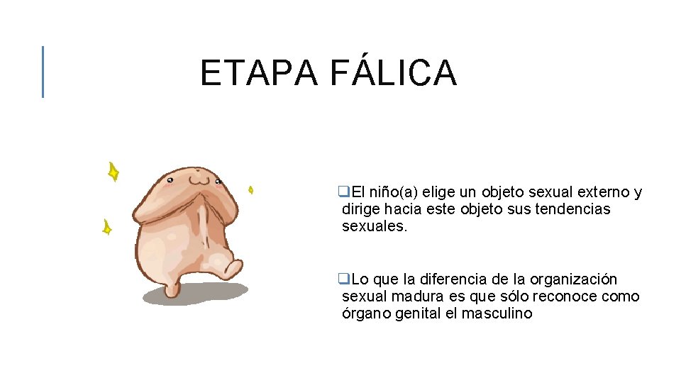 ETAPA FÁLICA q. El niño(a) elige un objeto sexual externo y dirige hacia este