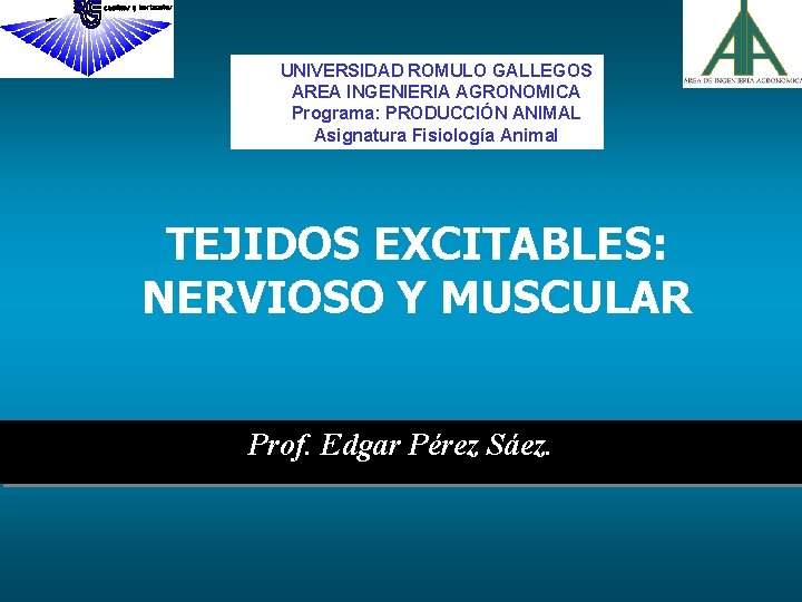 UNIVERSIDAD ROMULO GALLEGOS AREA INGENIERIA AGRONOMICA Programa: PRODUCCIÓN ANIMAL Asignatura Fisiología Animal TEJIDOS EXCITABLES: