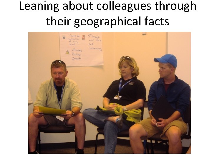 Leaning about colleagues through their geographical facts 