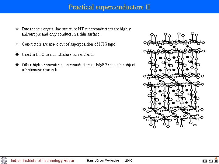 Practical superconductors II v Due to their crystalline structure HT superconductors are highly anisotropic