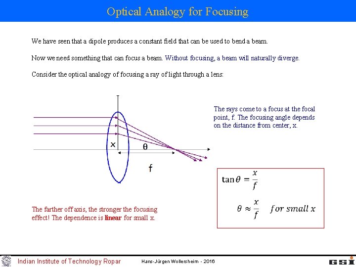 Optical Analogy for Focusing We have seen that a dipole produces a constant field