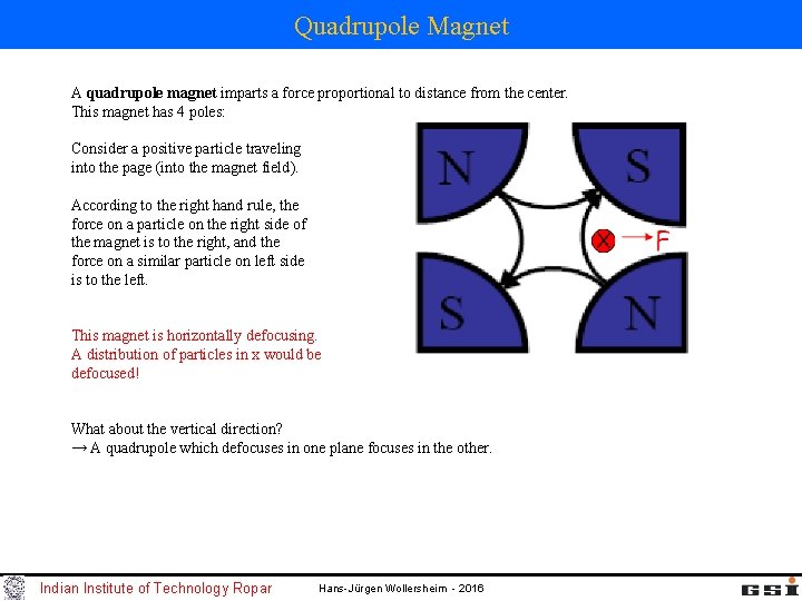 Quadrupole Magnet A quadrupole magnet imparts a force proportional to distance from the center.