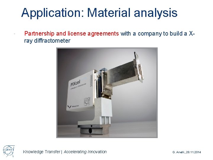 Application: Material analysis • Partnership and license agreements with a company to build a