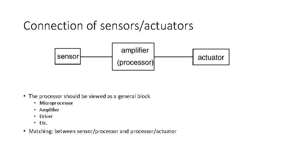 Connection of sensors/actuators • The processor should be viewed as a general block •
