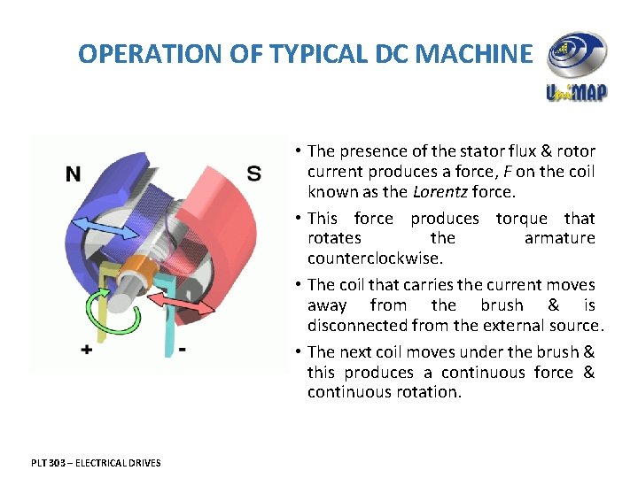 OPERATION OF TYPICAL DC MACHINE • The presence of the stator flux & rotor