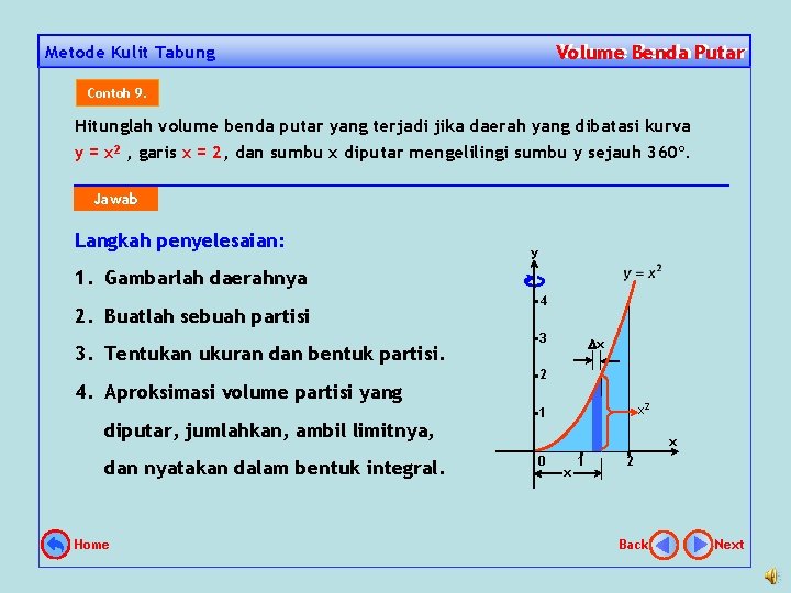 Volume Benda Putar Volume Metode Kulit Tabung Contoh 9. Hitunglah volume benda putar yang