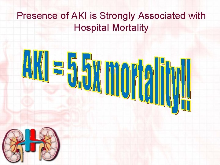 Presence of AKI is Strongly Associated with Hospital Mortality Slide 6 