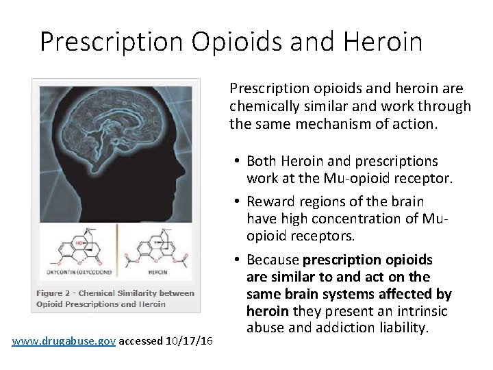 Prescription Opioids and Heroin Prescription opioids and heroin are chemically similar and work through