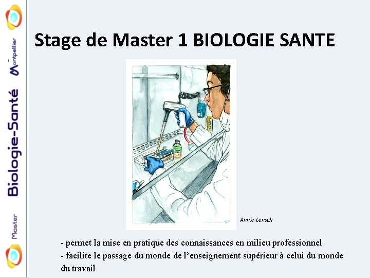 Stage de Master 1 BIOLOGIE SANTE Annie Lensch - permet la mise en pratique