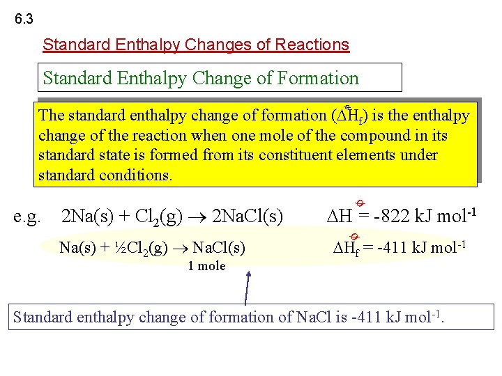 6. 3 Standard Enthalpy Changes of Reactions Standard Enthalpy Change of Formation ø The