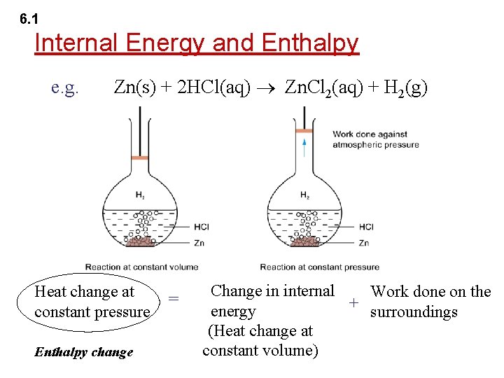 6. 1 Internal Energy and Enthalpy e. g. Zn(s) + 2 HCl(aq) Zn. Cl