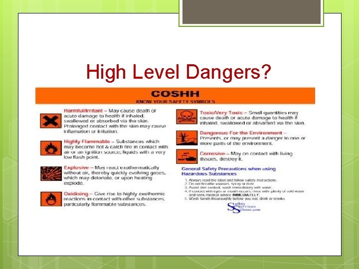 High Level Dangers? High Level Dangers?