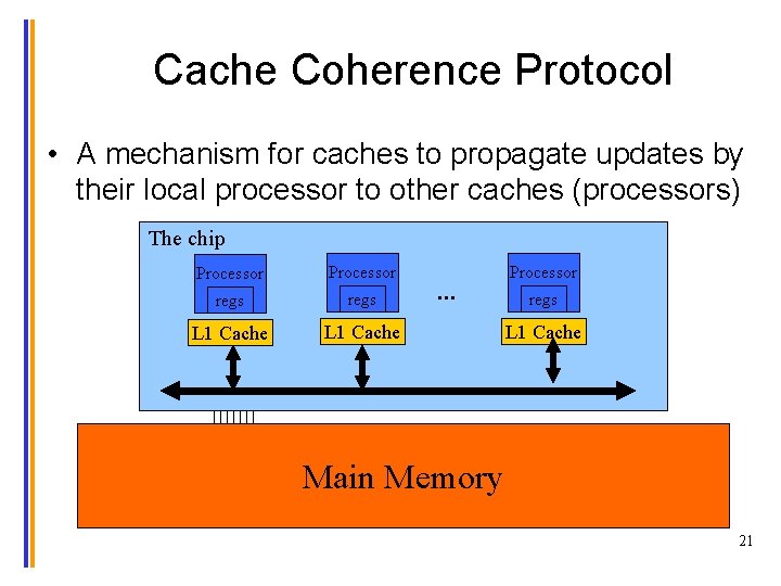 Cache Coherence Protocol • A mechanism for caches to propagate updates by their local