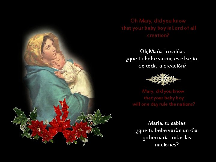 Oh Mary, did you know that your baby boy is Lord of all creation?