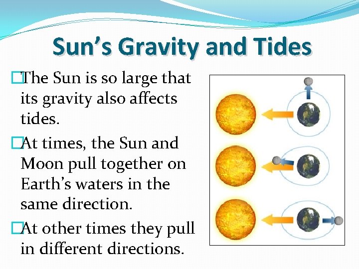 Sun’s Gravity and Tides �The Sun is so large that its gravity also affects