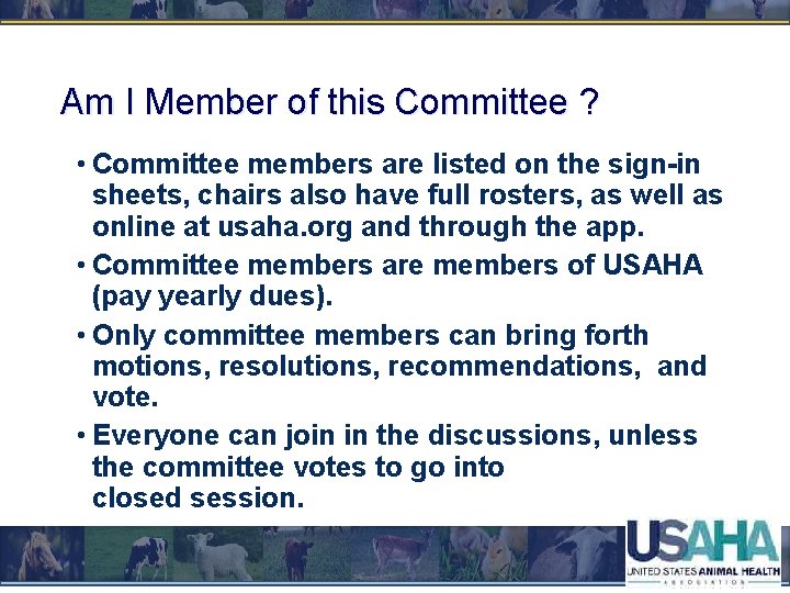Am I Member of this Committee ? • Committee members are listed on the