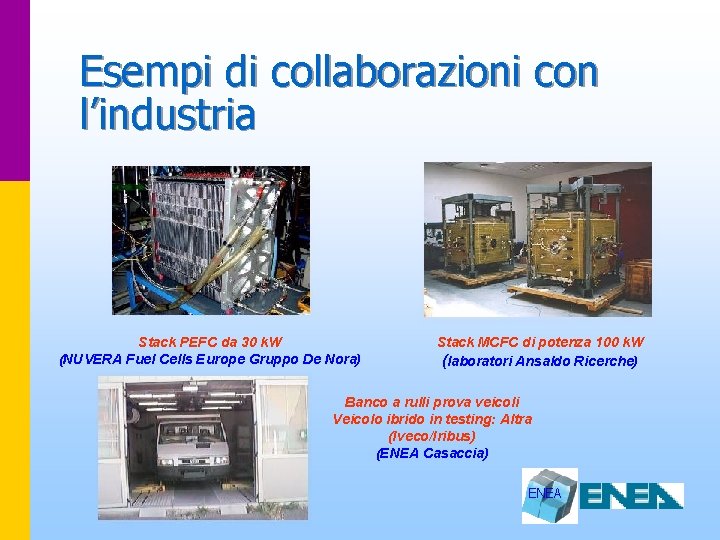 Esempi di collaborazioni con l’industria Stack PEFC da 30 k. W (NUVERA Fuel Cells