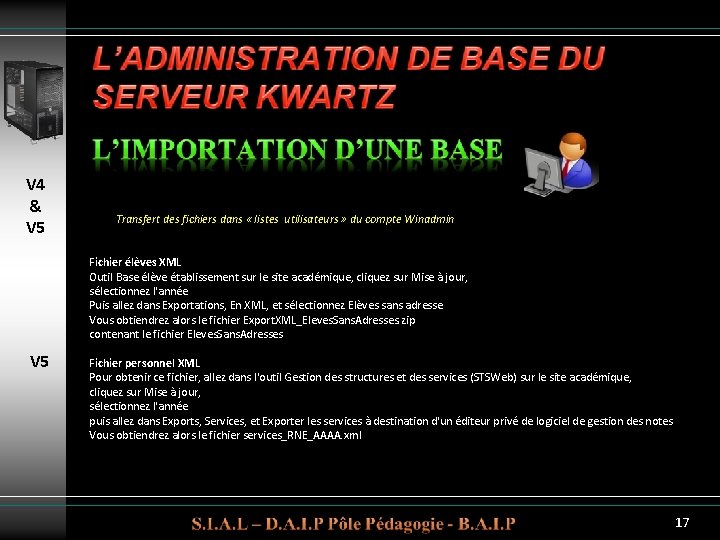 V 4 & V 5 Transfert des fichiers dans « listes utilisateurs » du V 4 & V 5 Transfert des fichiers dans « listes utilisateurs » du