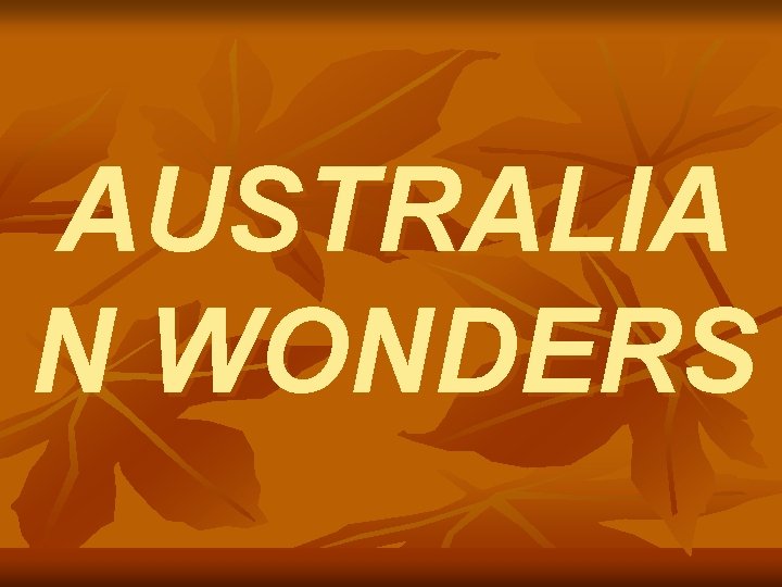 AUSTRALIA N WONDERS 