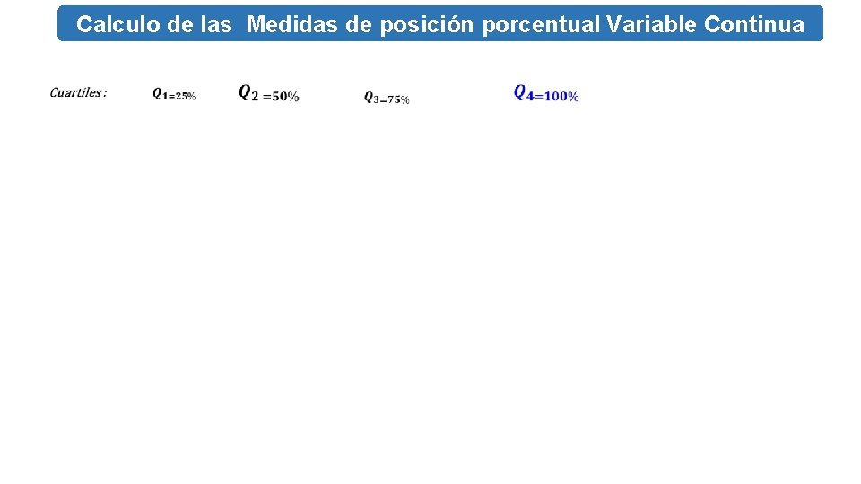 Calculo de las Medidas de posición porcentual Variable Continua TADISTICA CONCEPTOS BASICOS Y GENERALIDADES