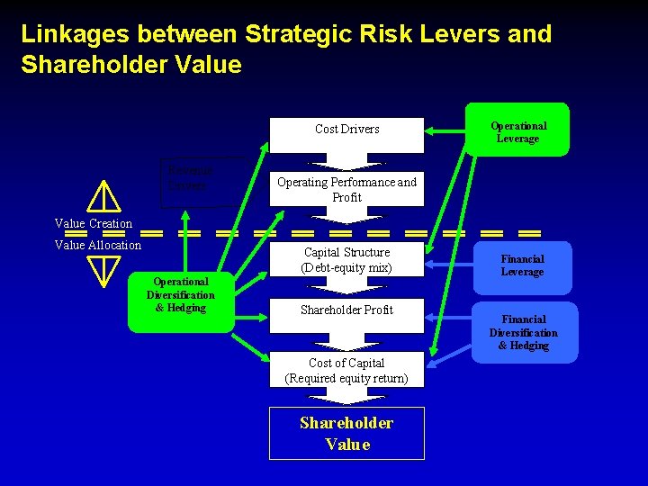 Linkages between Strategic Risk Levers and Shareholder Value Cost Drivers Revenue Drivers Operational Leverage