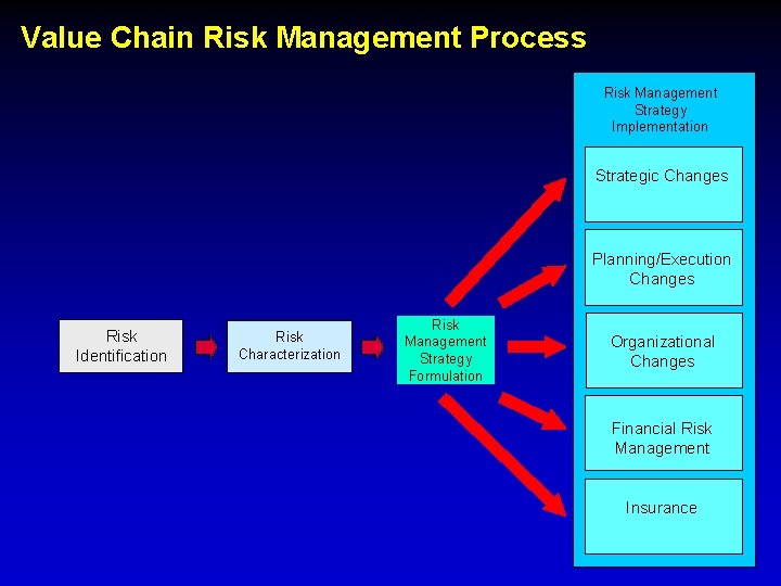 Value Chain Risk Management Process Risk Management Strategy Implementation Strategic Changes Planning/Execution Changes Risk