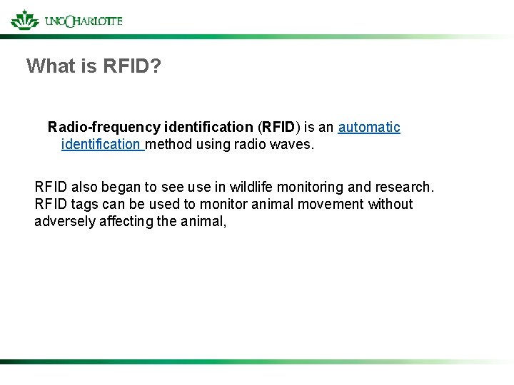 What is RFID? Radio-frequency identification (RFID) is an automatic identification method using radio waves.