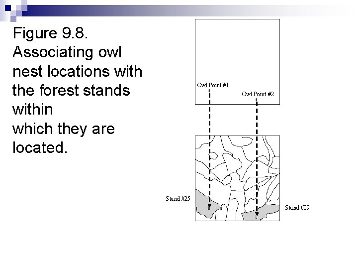 Figure 9. 8. Associating owl nest locations with the forest stands within which they