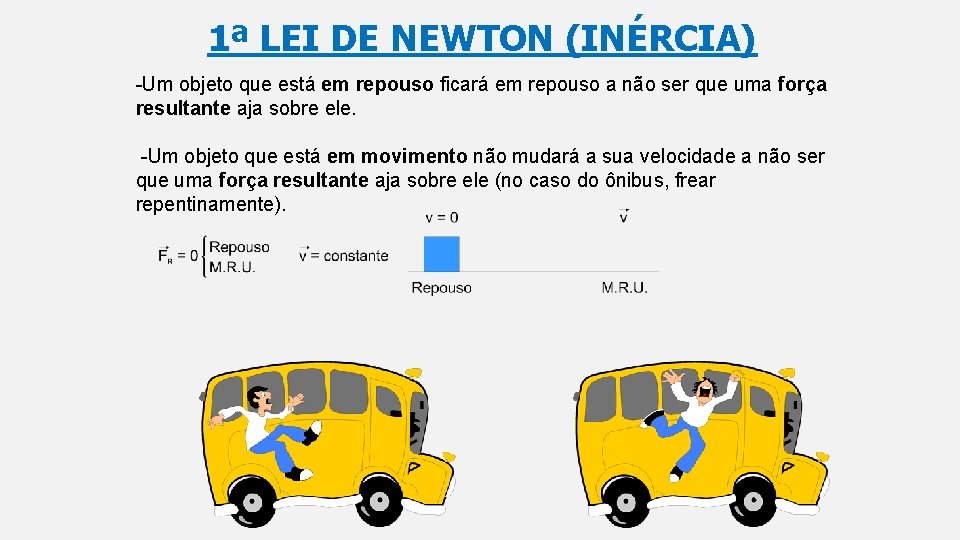 1ª LEI DE NEWTON (INÉRCIA) -Um objeto que está em repouso ficará em repouso 1ª LEI DE NEWTON (INÉRCIA) -Um objeto que está em repouso ficará em repouso