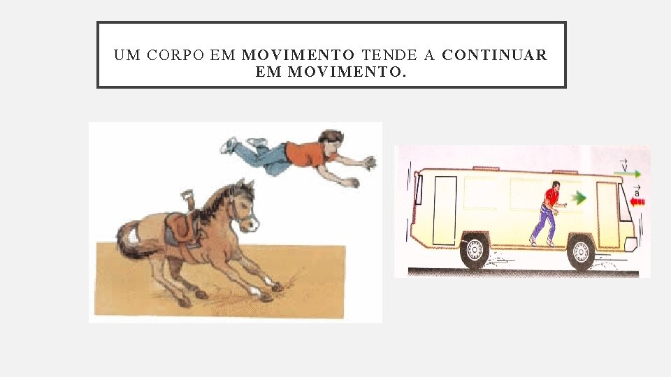 UM CORPO EM MOVIMENTO TENDE A CONTINUAR EM MOVIMENTO. UM CORPO EM MOVIMENTO TENDE A CONTINUAR EM MOVIMENTO.