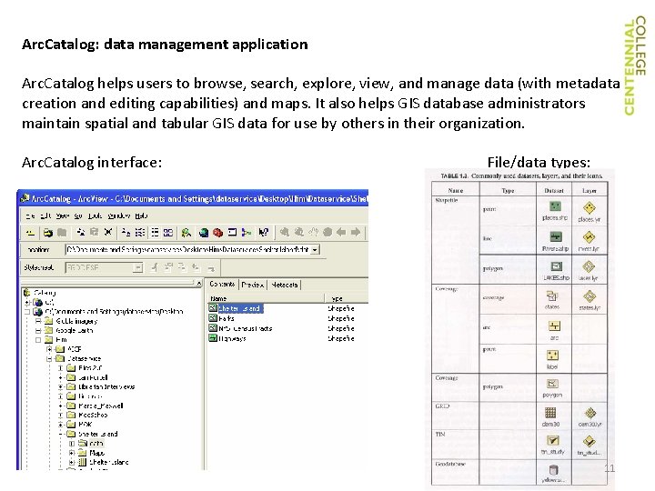 Arc. Catalog: data management application Arc. Catalog helps users to browse, search, explore, view, Arc. Catalog: data management application Arc. Catalog helps users to browse, search, explore, view,