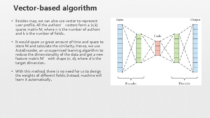 Vector-based algorithm • Besides map, we can also use vector to represent user profile.