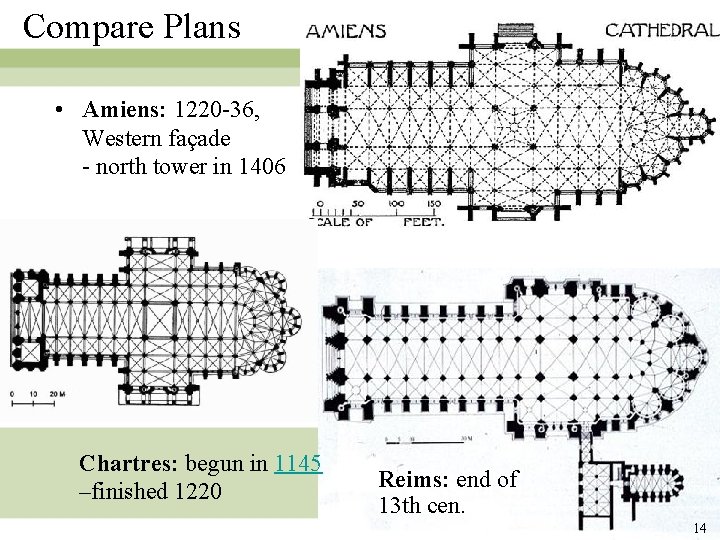 Compare Plans • Amiens: 1220 -36, Western façade - north tower in 1406 Chartres: