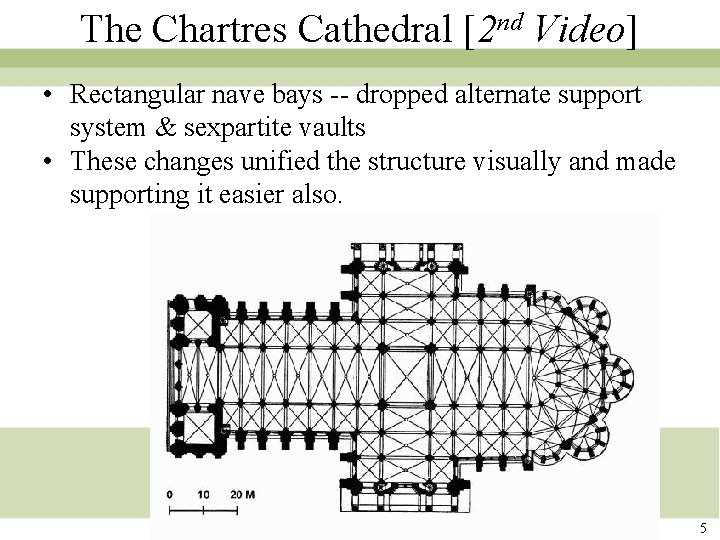 The Chartres Cathedral [2 nd Video] • Rectangular nave bays -- dropped alternate support