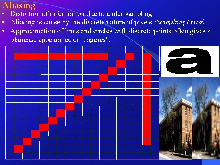 Aliasing • Distortion of information due to under-sampling • Aliasing is cause by the