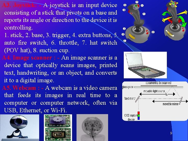 A 3. Joystick: - A joystick is an input device consisting of a stick