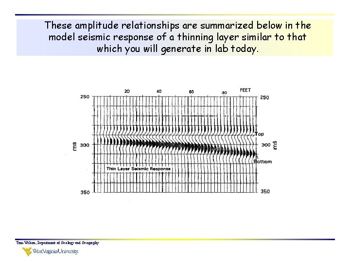 These amplitude relationships are summarized below in the model seismic response of a thinning