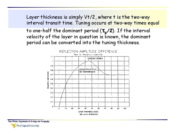 Layer thickness is simply Vt/2, where t is the two-way interval transit time. Tuning