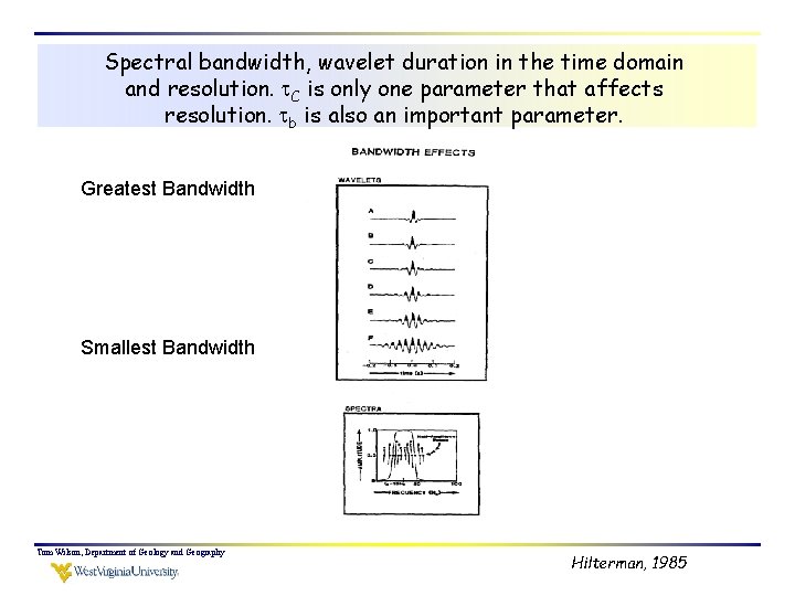 Spectral bandwidth, wavelet duration in the time domain and resolution. C is only one