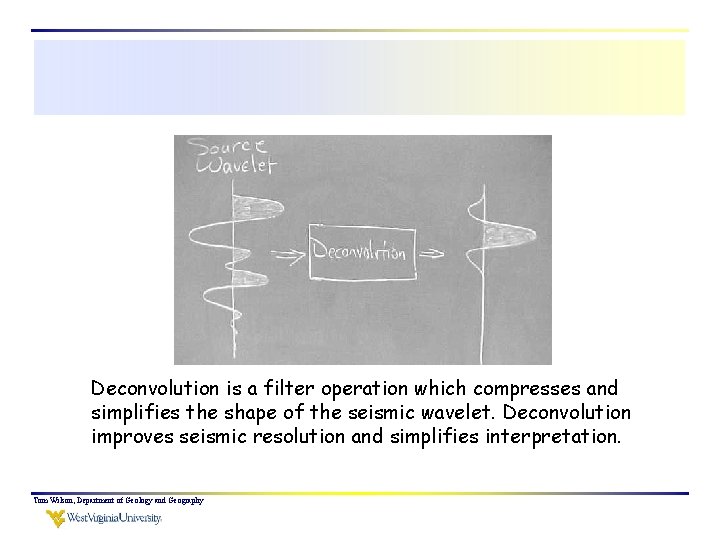 Deconvolution is a filter operation which compresses and simplifies the shape of the seismic