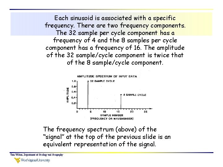 Each sinusoid is associated with a specific frequency. There are two frequency components. The