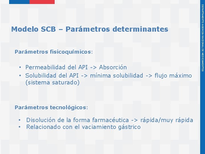 Parámetros fisicoquímicos: • Permeabilidad del API -> Absorción • Solubilidad del API -> mínima