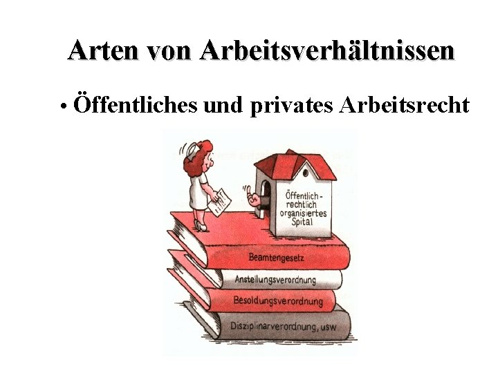 Arten von Arbeitsverhältnissen • Öffentliches und privates Arbeitsrecht 