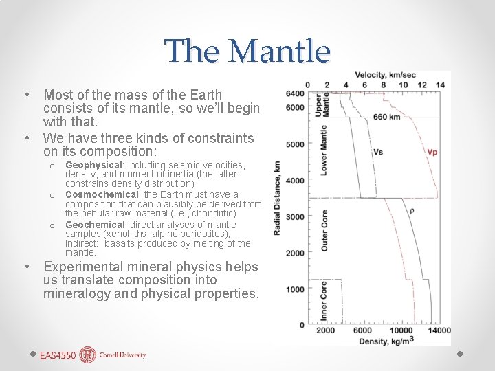 The Mantle • Most of the mass of the Earth consists of its mantle,