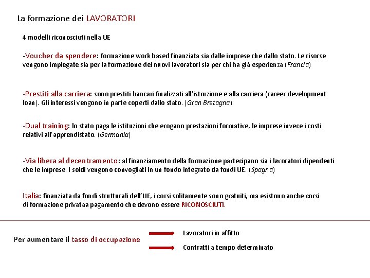 La formazione dei LAVORATORI 4 modelli riconosciuti nella UE -Voucher da spendere: formazione work