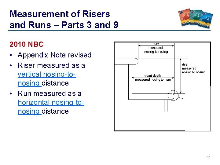 Measurement of Risers and Runs – Parts 3 and 9 2010 NBC • Appendix Measurement of Risers and Runs – Parts 3 and 9 2010 NBC • Appendix